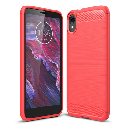 Brushed Texture Carbon Fiber เคส TPU กันกระแทกสำหรับ MOTO E6, For MOTO E6