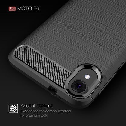 Brushed Texture Carbon Fiber เคส TPU กันกระแทกสำหรับ MOTO E6, For MOTO E6
