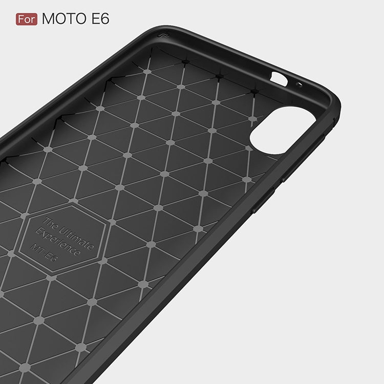 Brushed Texture Carbon Fiber เคส TPU กันกระแทกสำหรับ MOTO E6, For MOTO E6