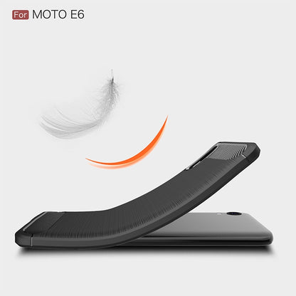 Brushed Texture Carbon Fiber เคส TPU กันกระแทกสำหรับ MOTO E6, For MOTO E6