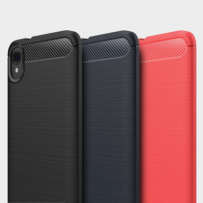 Brushed Texture Carbon Fiber เคส TPU กันกระแทกสำหรับ MOTO E6, For MOTO E6