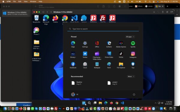 Windows 11 Pro (2022) ARM64 for Apple Silicon Chip+UTM+Drivers